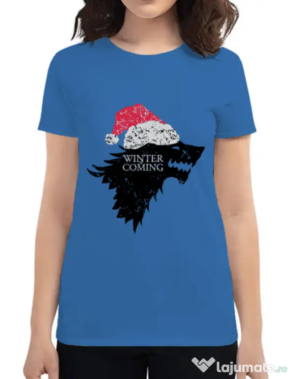 Tricou ADLER dama Christmas is coming Albastru azuriu