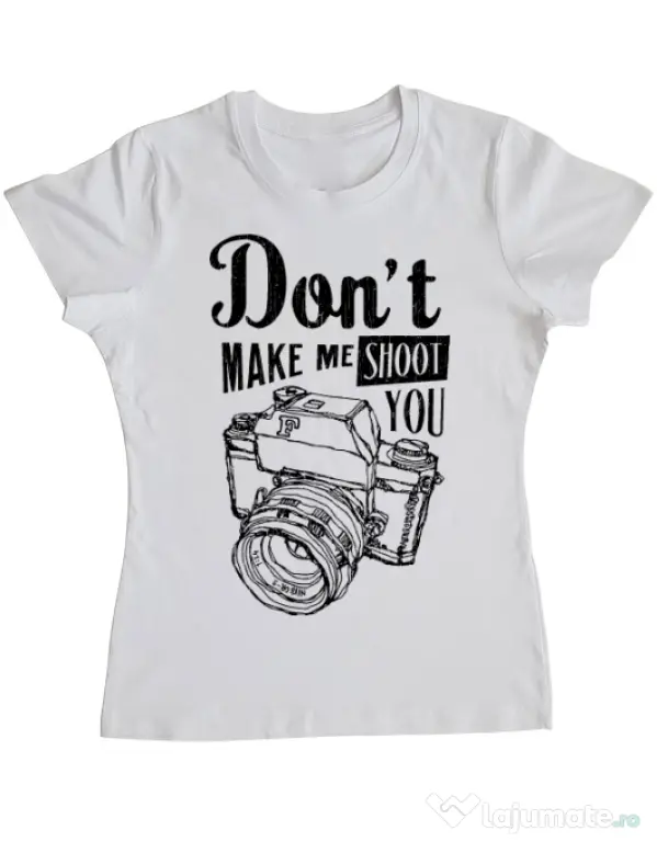 Tricou ADLER dama Dont make me shoot you Alb