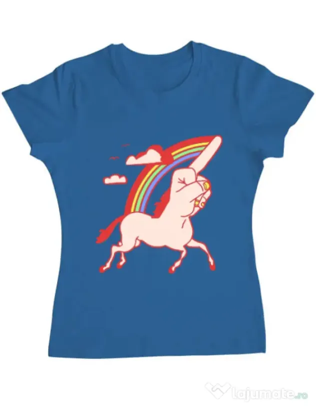 Tricou ADLER dama FUnicorn Albastru azuriu