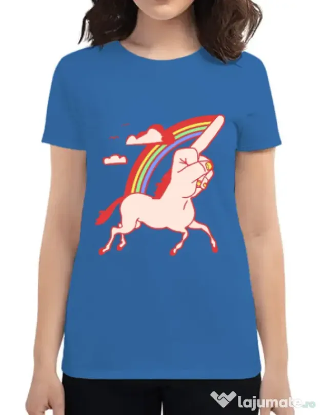 Tricou ADLER dama FUnicorn Albastru azuriu