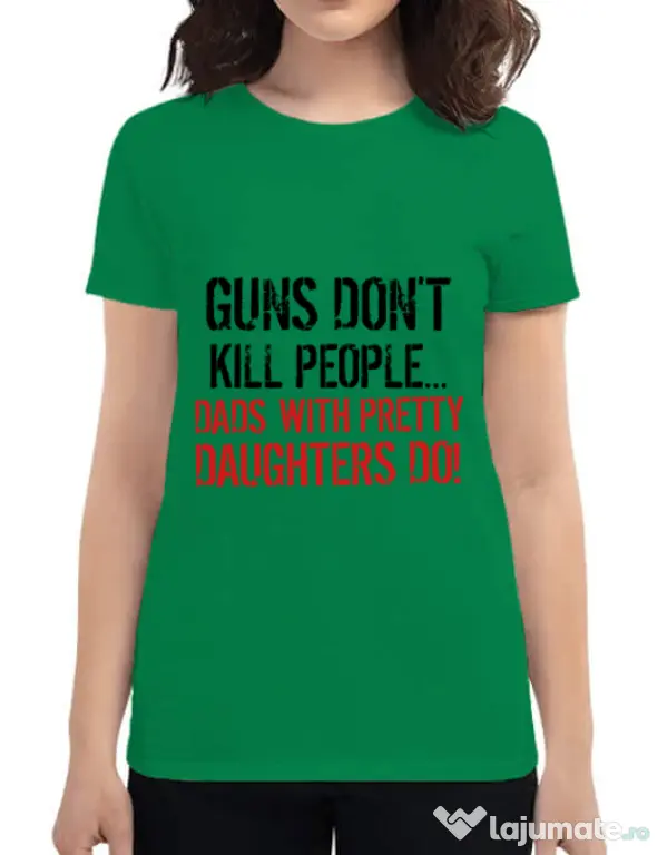 Tricou ADLER dama Guns dont kill Verde mediu