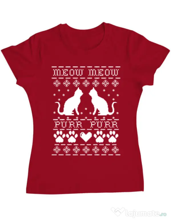 Tricou ADLER dama Meow purr Rosu