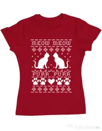 Tricou ADLER dama Meow purr Rosu