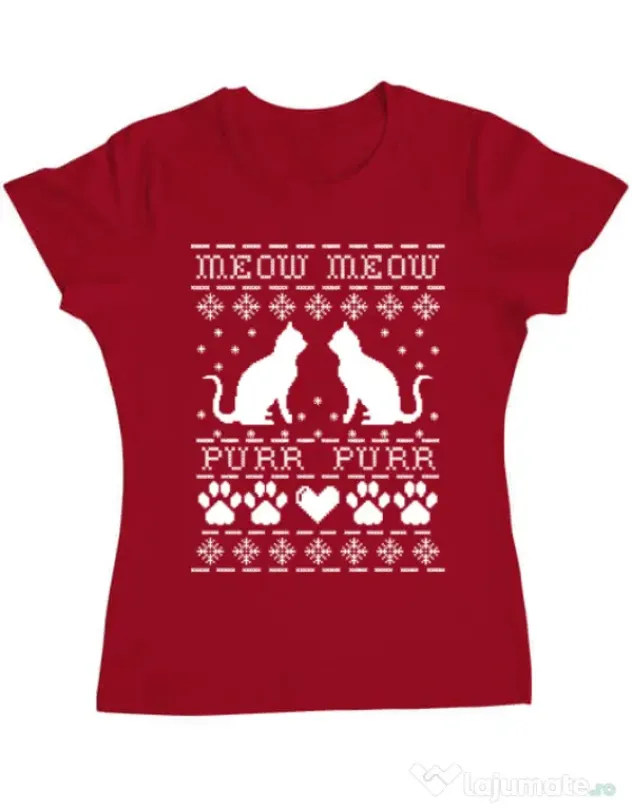 Tricou ADLER dama Meow purr Rosu
