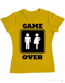 Tricou ADLER dama Game over pregnant Galben