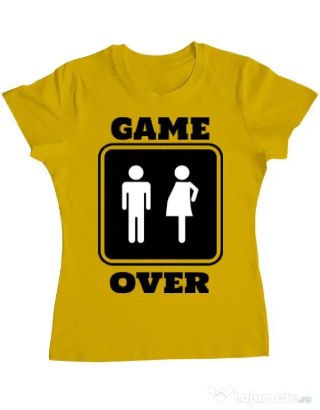 Tricou ADLER dama Game over pregnant Galben
