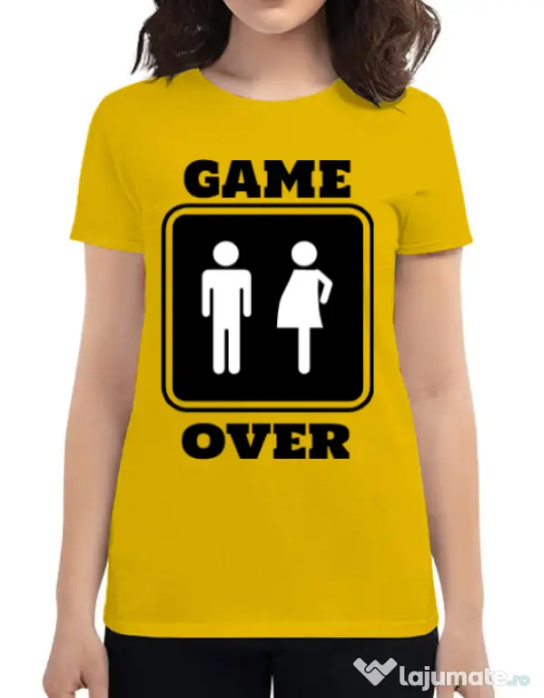 Tricou ADLER dama Game over pregnant Galben