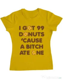 Tricou ADLER dama 99 Donuts Galben
