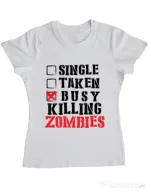 Tricou ADLER dama Busy killing zombies Alb