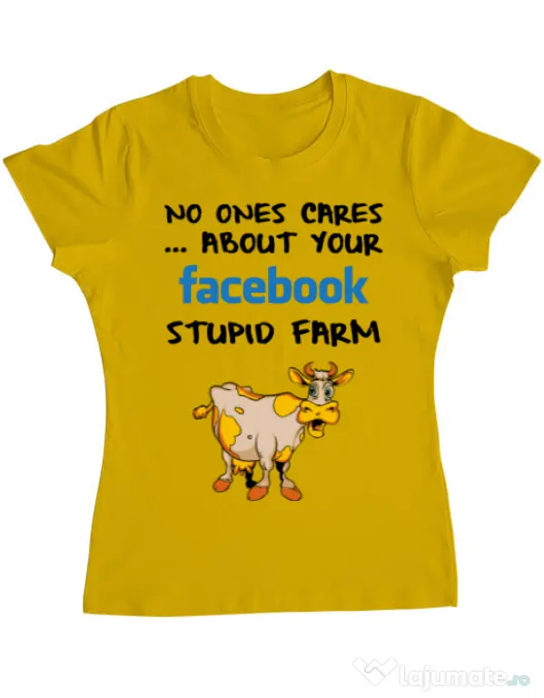 Tricou ADLER dama Stupid farm Galben