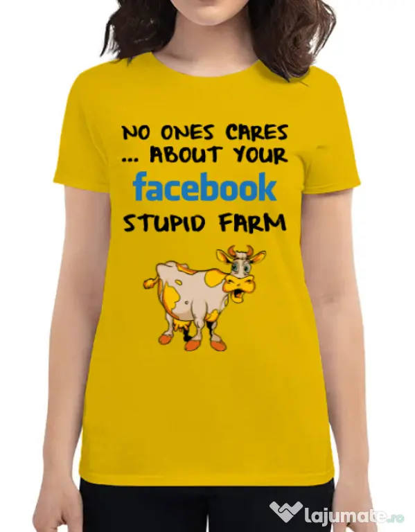 Tricou ADLER dama Stupid farm Galben