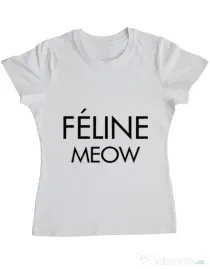 Tricou ADLER dama Feline meow Alb