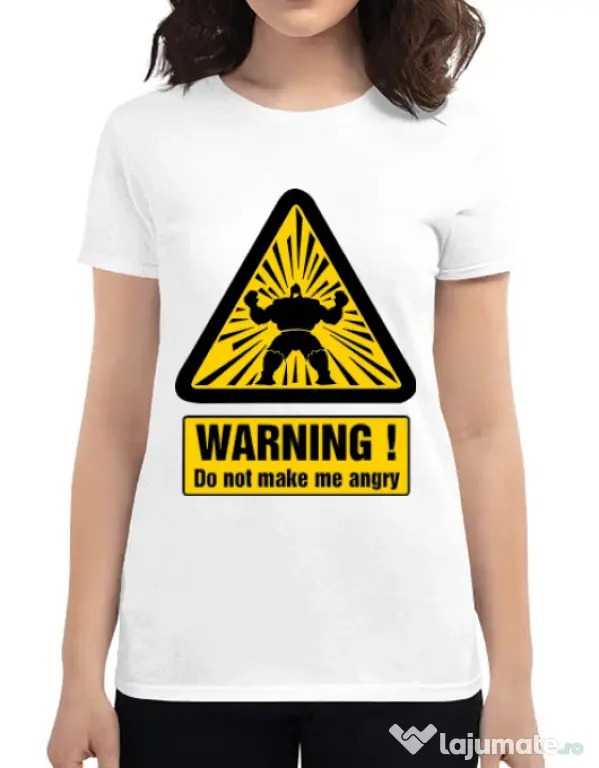 Tricou ADLER dama I become angry Alb