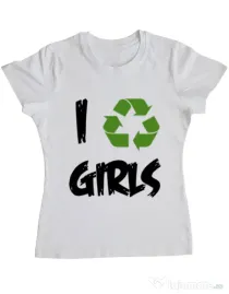 Tricou ADLER dama I recycle girls Alb