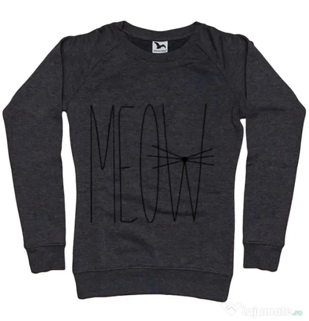 Bluza ADLER dama I am a cat Negru melanj