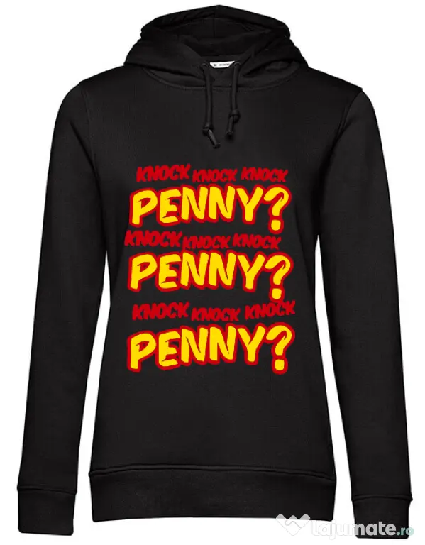 Hoodie dama cu gluga Knock Penny Negru