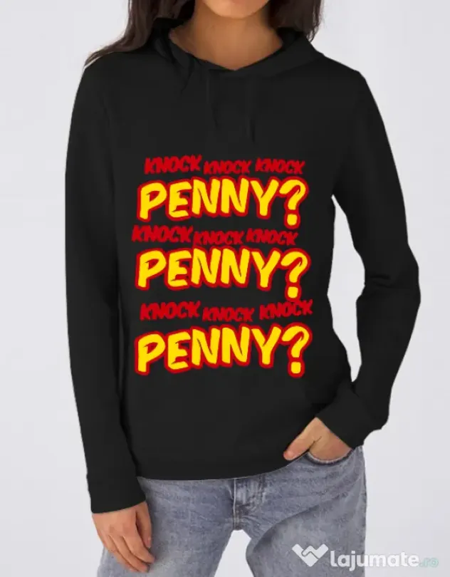 Hoodie dama cu gluga Knock Penny Negru