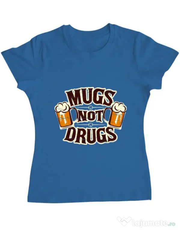 Tricou ADLER dama Mugs not drugs Albastru azuriu
