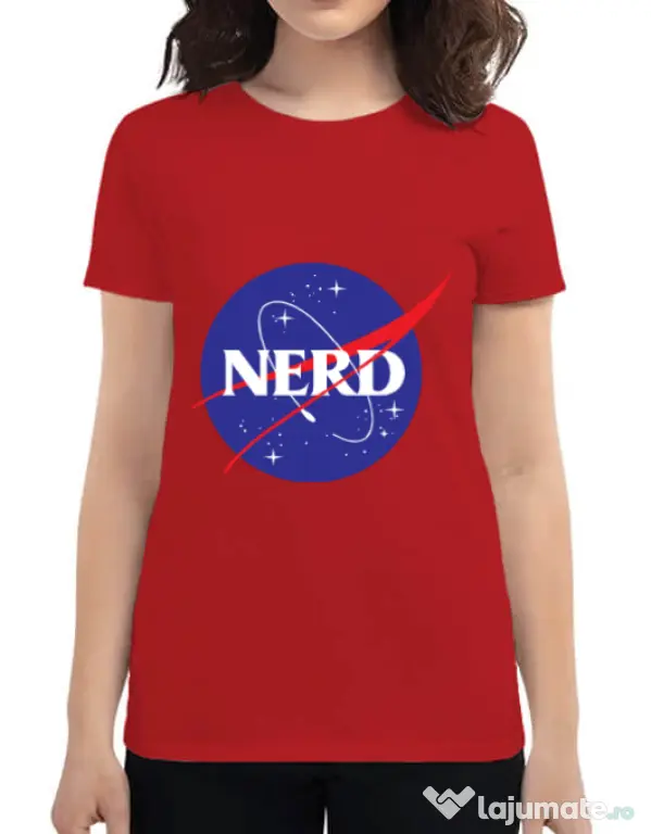 Tricou ADLER dama Nerd Rosu