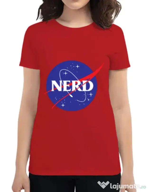 Tricou ADLER dama Nerd Rosu