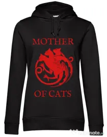Hoodie dama cu gluga Mother of cats Negru