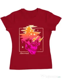 Tricou ADLER dama Distorted Rosu