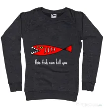 Bluza ADLER dama This fish can kill you Negru melanj