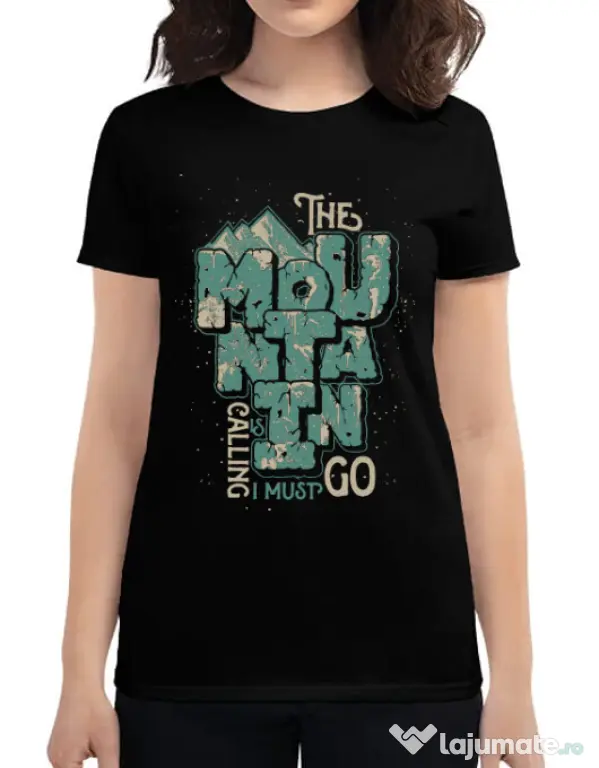 Tricou ADLER dama The mountain is calling, I must go! Negru