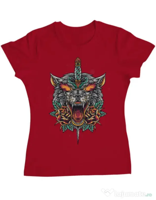 Tricou ADLER dama Stabbed wolf Rosu