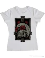 Tricou ADLER dama Skullcross Alb
