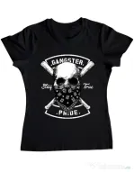 Tricou ADLER dama Gangster skull Negru
