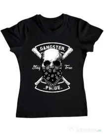 Tricou ADLER dama Gangster skull Negru