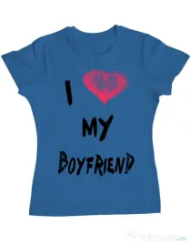 Tricou ADLER dama I love my boyfriend Albastru azuriu