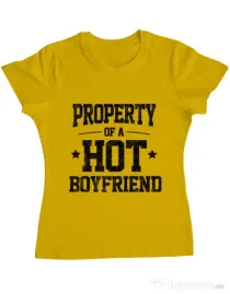 Tricou ADLER dama Property of a hot boyfriend Galben
