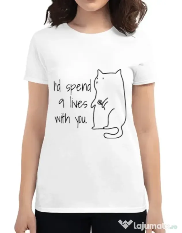 Tricou ADLER dama Nine lives Alb