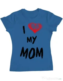 Tricou ADLER dama I love my mom Albastru azuriu