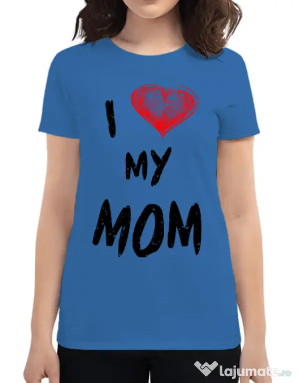 Tricou ADLER dama I love my mom Albastru azuriu