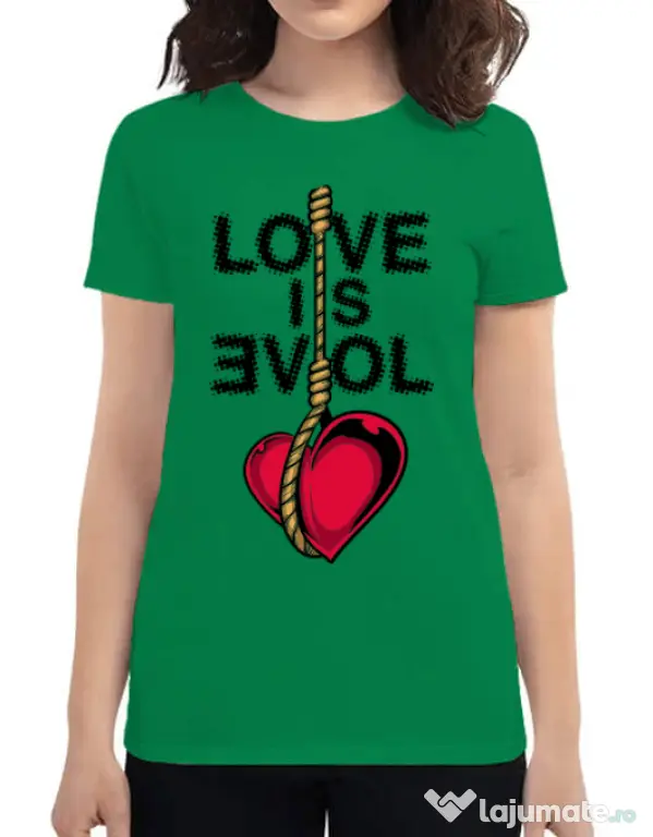 Tricou ADLER dama Love is evil Verde mediu