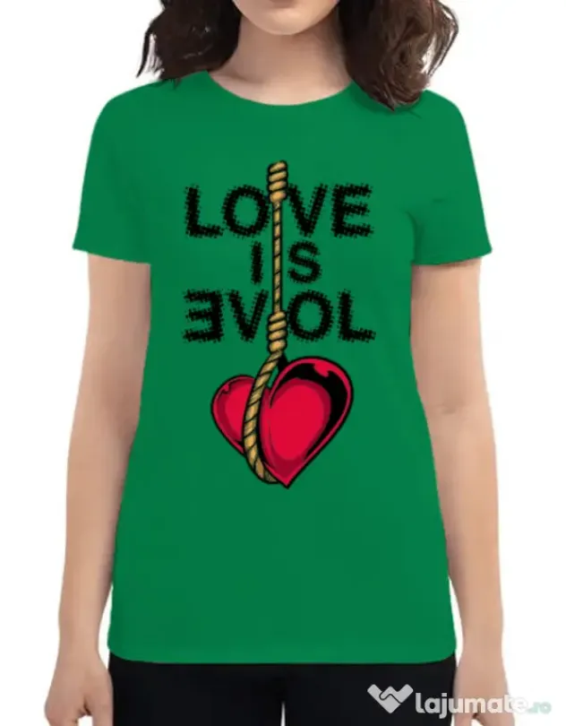 Tricou ADLER dama Love is evil Verde mediu