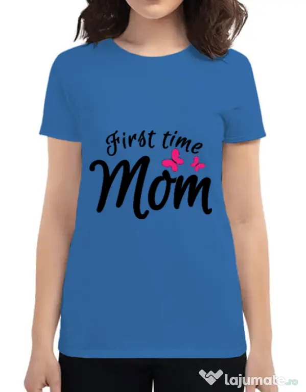 Tricou ADLER dama First time mom Albastru azuriu