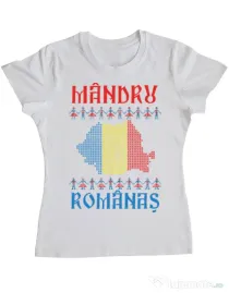 Tricou ADLER dama Mandru romanas Alb