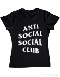 Tricou ADLER dama Anti social Negru
