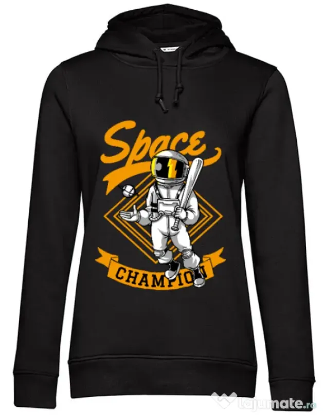 Hoodie dama cu gluga Space champion Negru