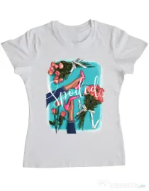 Tricou ADLER dama High Heels and roses Alb