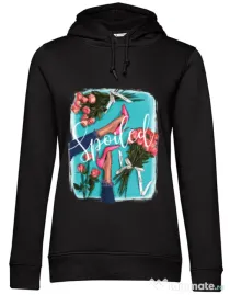 Hoodie dama cu gluga High Heels and roses Negru