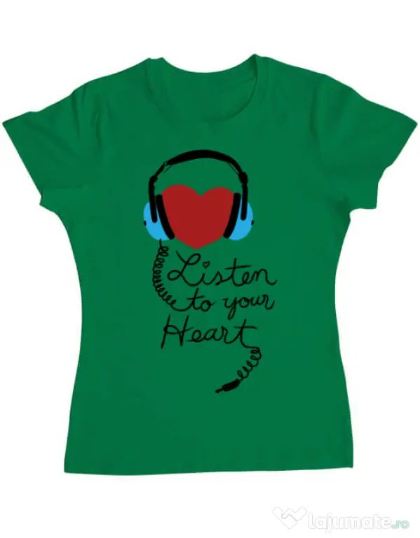 Tricou ADLER dama Listen to your heart Verde mediu