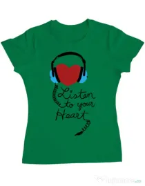 Tricou ADLER dama Listen to your heart Verde mediu