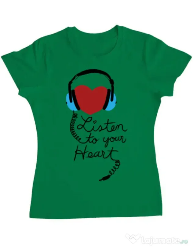 Tricou ADLER dama Listen to your heart Verde mediu