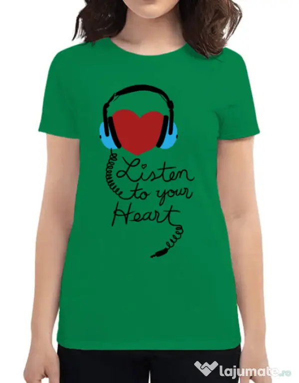 Tricou ADLER dama Listen to your heart Verde mediu