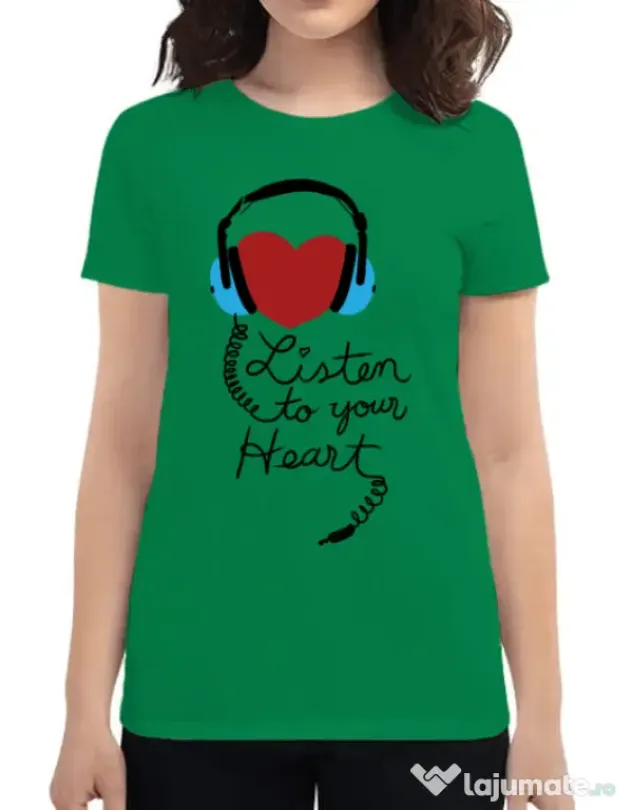 Tricou ADLER dama Listen to your heart Verde mediu